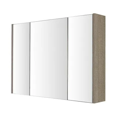 Specchio contenitore in Nobilitato Rovere scuro Tre ante a chiusura rallentata con Ripiani interni in vetro Way