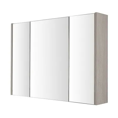 Specchio contenitore in Nobilitato Rovere chiaro Tre ante a chiusura rallentata con Ripiani interni in vetro Way