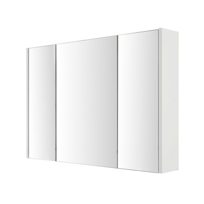 Specchio contenitore in Nobilitato Bianco lucido Tre ante a chiusura rallentata con Ripiani interni in vetro Way