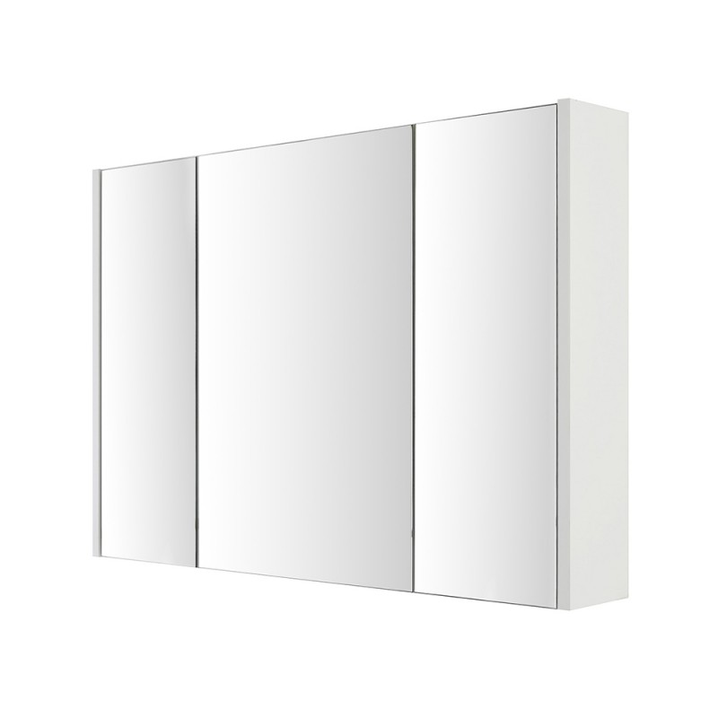 Specchio contenitore bagno 100 cm bianco opaco 3 ante ripiani in