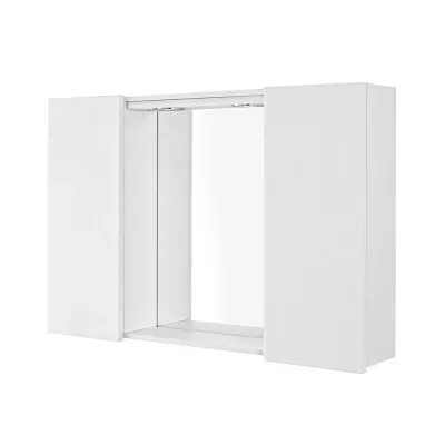 Specchiera Contenitore per il Bagno Bianco lucido con Due ante e Due mensole in vetro