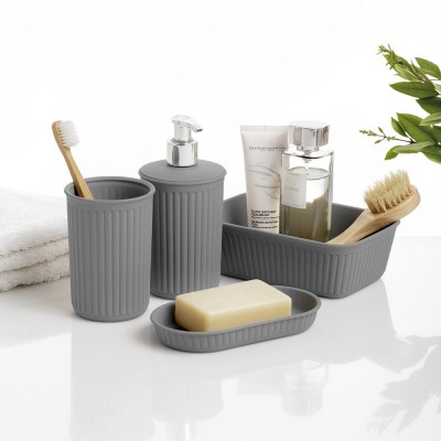 Set completo di accessori bagno da appoggio Jinko Grigio antracite