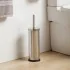 Porta scopino wc in acciaio inox spazzolato con setole nere e coperchio