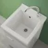 Mobile lavatoio in ceramica grigio 45x50 cm kit scarico incluso