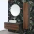 Mobile bagno sospeso 110 cm noce canaletto con lavabo e specchio Ravello