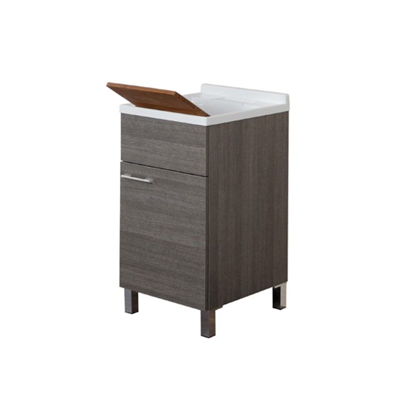Lavatoio da 45 cm rovere scuro serie mondo Mobile Lavatoio 1 Anta Rovere Scuro con vasca e asse L. 45