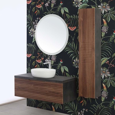 Set VOLTURNO Mobile Bagno sospeso con due cassettoni specchio led