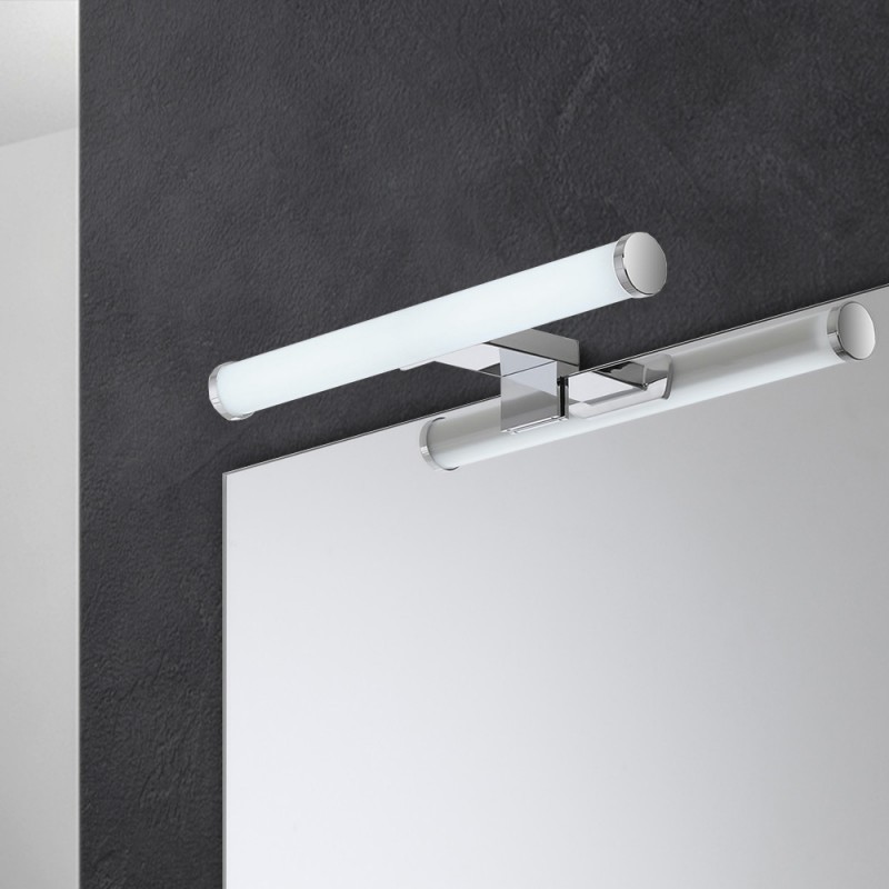 Lampada LED per specchio bagno 30 cm cromo con doppia installazione