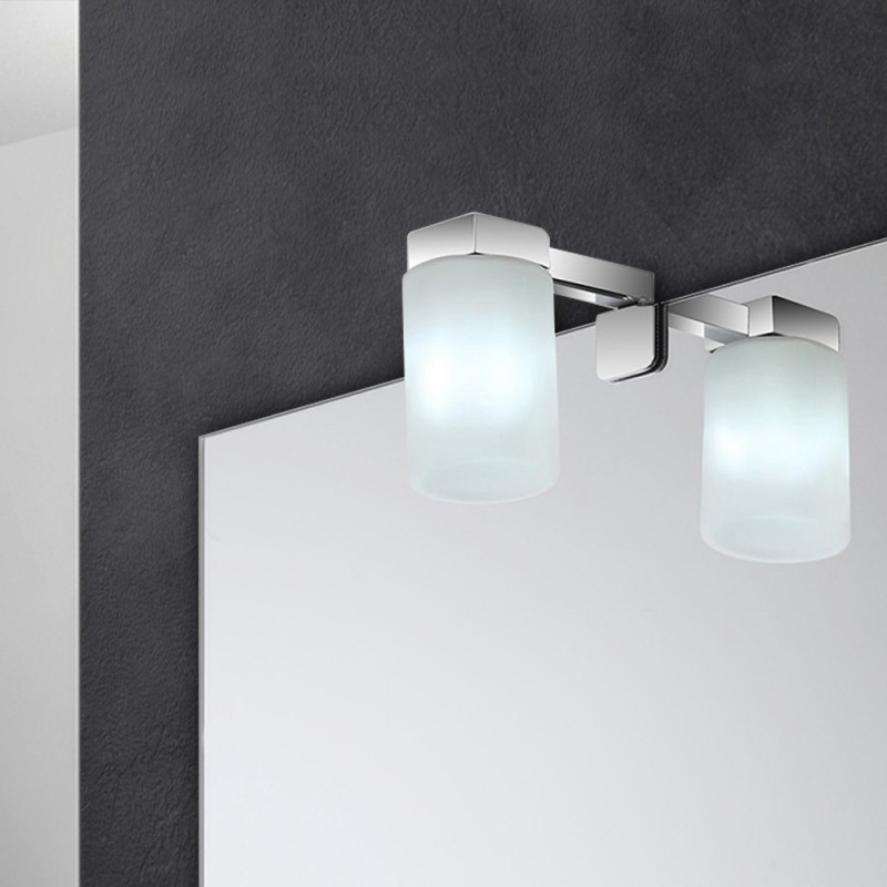 Lampada LED per specchio a filo in acciaio e vetro con luce naturale