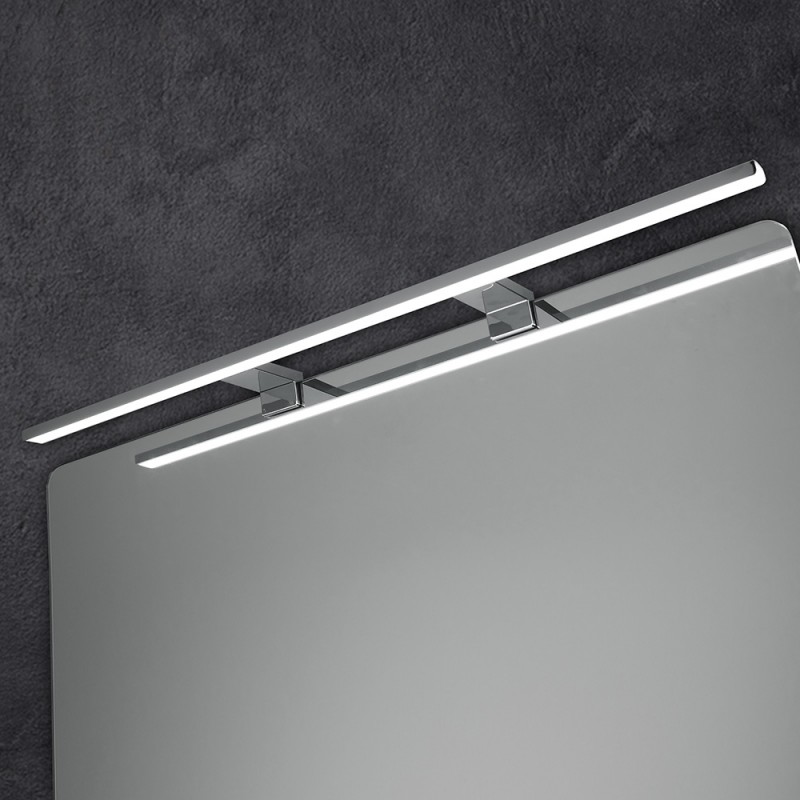 Lampada led per specchio da bagno 74 cm alluminio cromo doppia