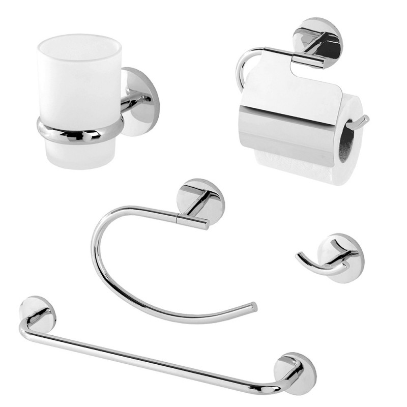 Set di 4 accessori bagno vetro trasparente e argento TAPIA 