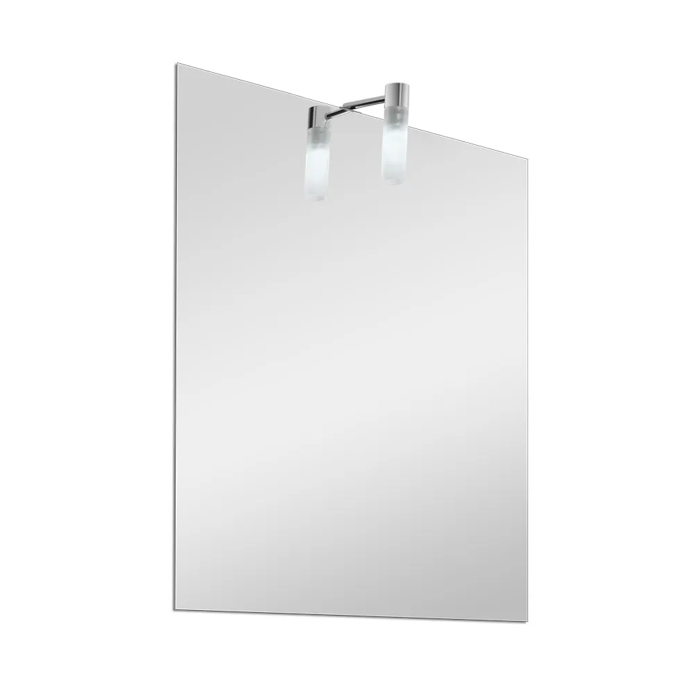 Specchio bagno 50x60 cm reversibile con luce LED in vetro satinato