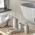 Portaspazzolini bagno grigio in cemento e bambù serie Gedy Afrodite