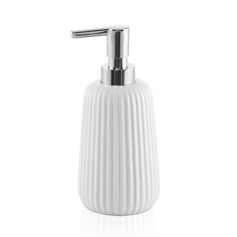 WENKO Distributore di sapone Aquamarin - Dispenser sapone liquido,  dispenser detersivo piatti Capacità: 0.475 l, Ceramica, 10 x 13.2 x 10 cm,  Beige 