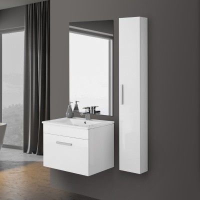 Soft 04, mobile da bagno con lavabo e specchiera contenitore con applique  di Legnobagno