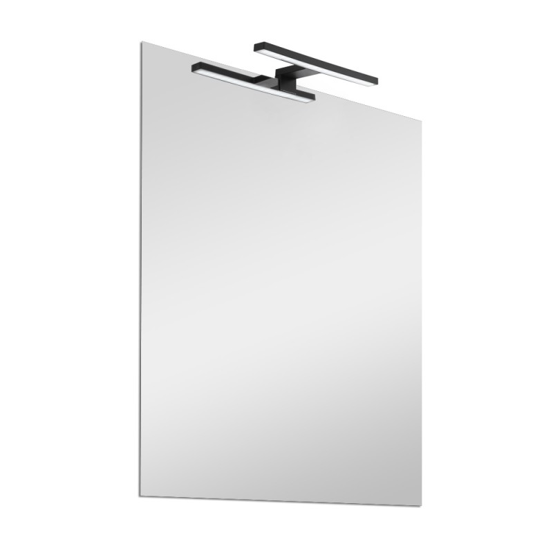 Specchio bagno 50x70 cm reversibile con LED naturale nero opaco