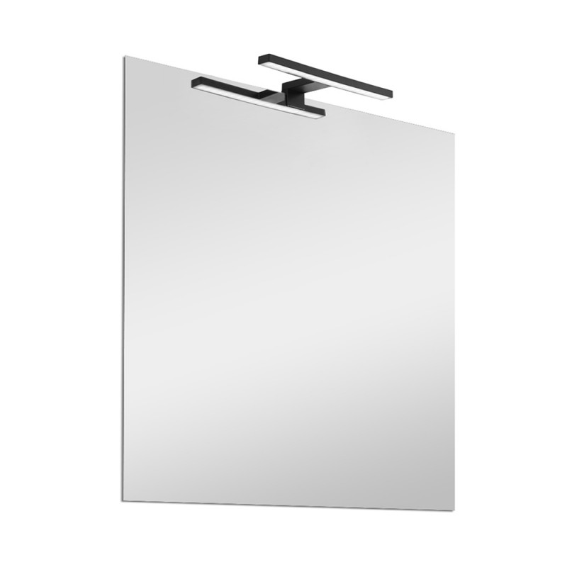 Specchio LED 60x80 cm reversibile con luce naturale nero opaco 