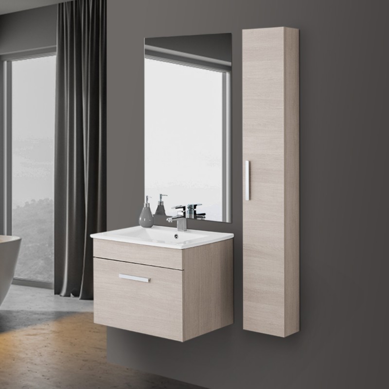 Mobile bagno salvaspazio rovere chiaro Mobile Sospeso Salvaspazio Rovere Chiaro 61 cm Pensile Incluso