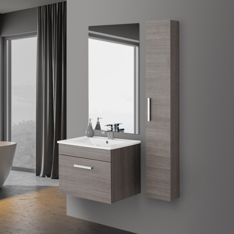 mobile rovere scuro salvaspazio Mobile Sospeso Salvaspazio Rovere Scuro 61 cm con Pensile Incluso