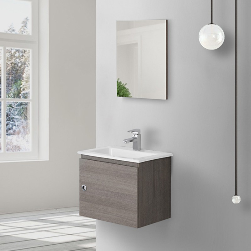Mobile 1 anta salvaspazio sospeso Mobile Moderno Salvaspazio Rovere Scuro 50x36,5 cm con 1 Anta