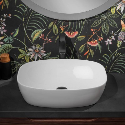 Lavandino bagno in ceramica lavabo da appoggio 58,5x38,5x20cm