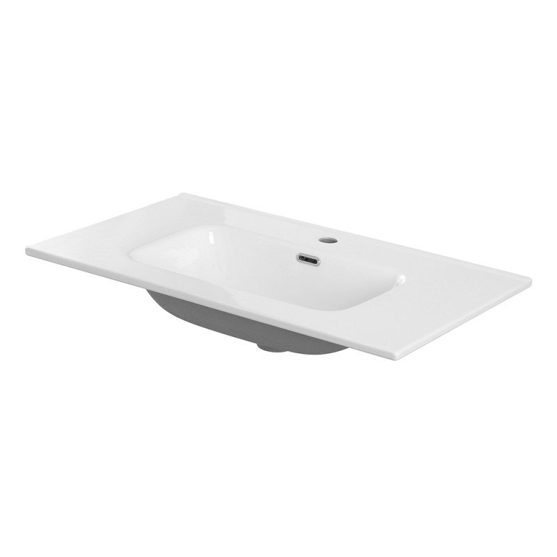 Lavabo da incasso 80x46 cm in ceramica bianco lucido