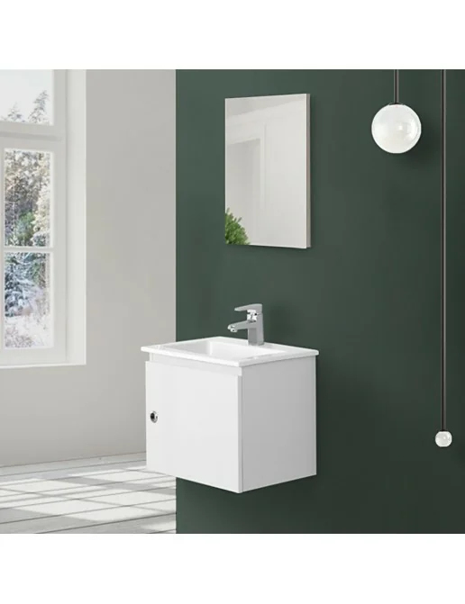 Domodomo Mobiletto Bagno Salvaspazio Bianco Con Lavabo In Ceramica - 86x38x19,6 Cm - Perfetto Per Bagni Piccoli - Foto 5