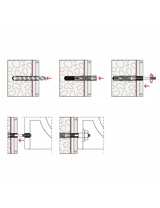 Kit Fissaggio Lavabo Sospeso - Viti M10x120 Mm Con Fischer E Boccole, Per Pareti In Muratura - Foto 11
