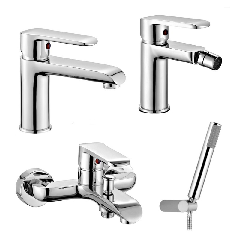 Rubinetti bagno in set per lavabo e bidet cromati Recta