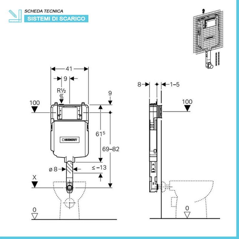 Geberit Cassetta Di Risciacquo A Incasso Per Wc A Pavimento 55 OFF