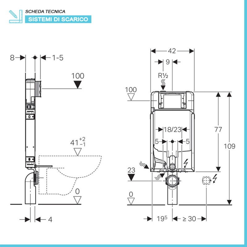 Geberit Combifix Sigma8 modulo con cassetta di scarico per ...