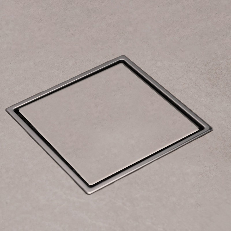 Scarico doccia a pavimento 15x15 cm con canalina piastrellabile quadrata e  sifone acciaio inox