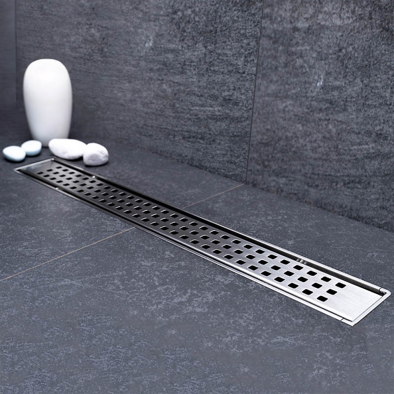 Canalina doccia a pavimento 55 cm con griglia e scarico incluso in acciaio  inox cromato