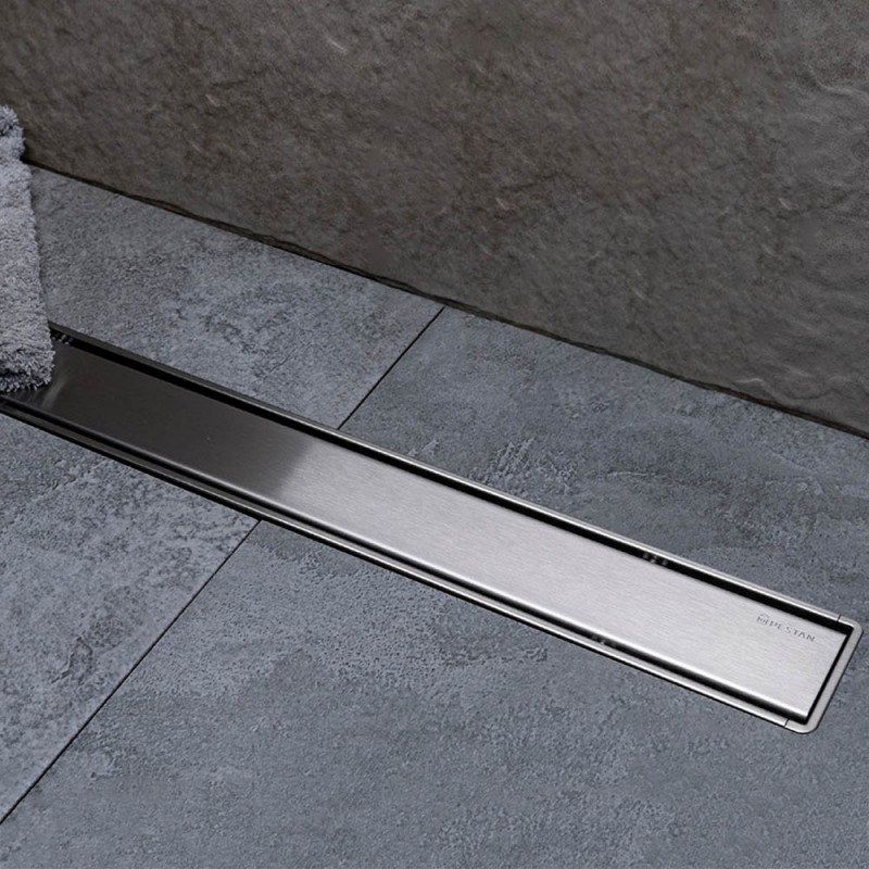 Canalina doccia a pavimento 55 cm con cover acciaio inox cromato e scarico  incluso