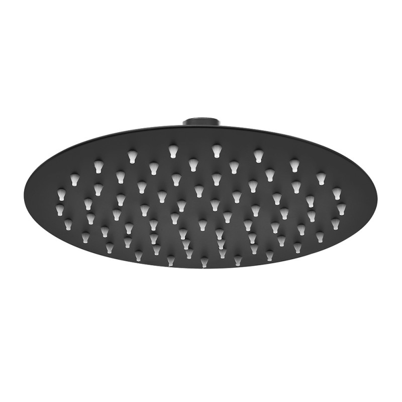 Soffione doccia tondo 20 cm in acciaio inox nero opaco anticalcare