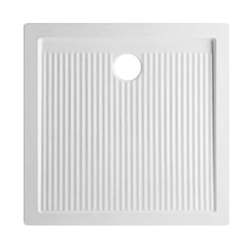 Piatto doccia 80x80 H 6.5 quadrato in ceramica bianca con antiscivolo Ferdy