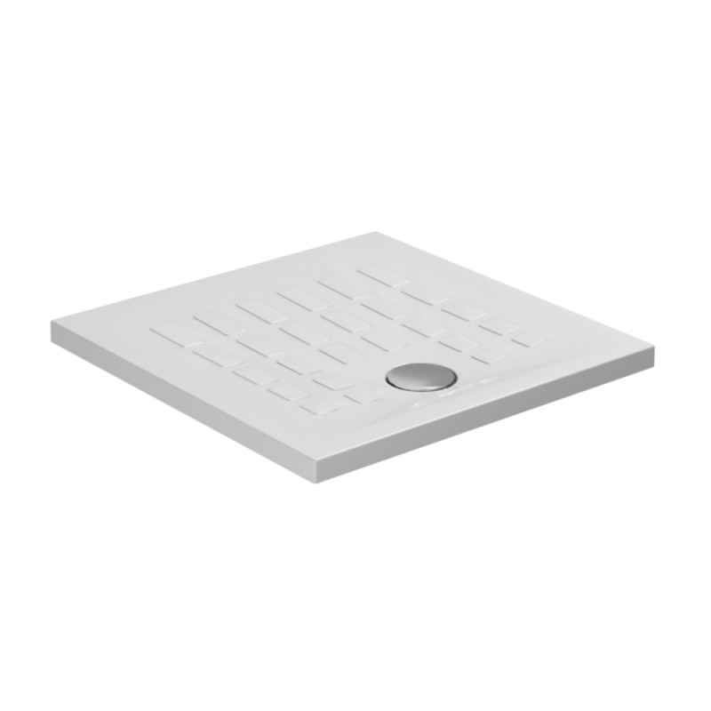 Piatto doccia 80x80 H 4 quadrato in ceramica bianca con antiscivolo Cube