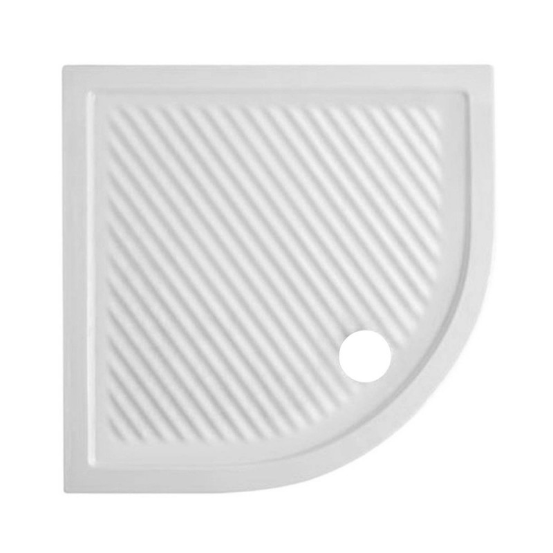 Piatto doccia 90x90 H 6.5 semicircolare in ceramica bianca con antiscivolo Ferdy