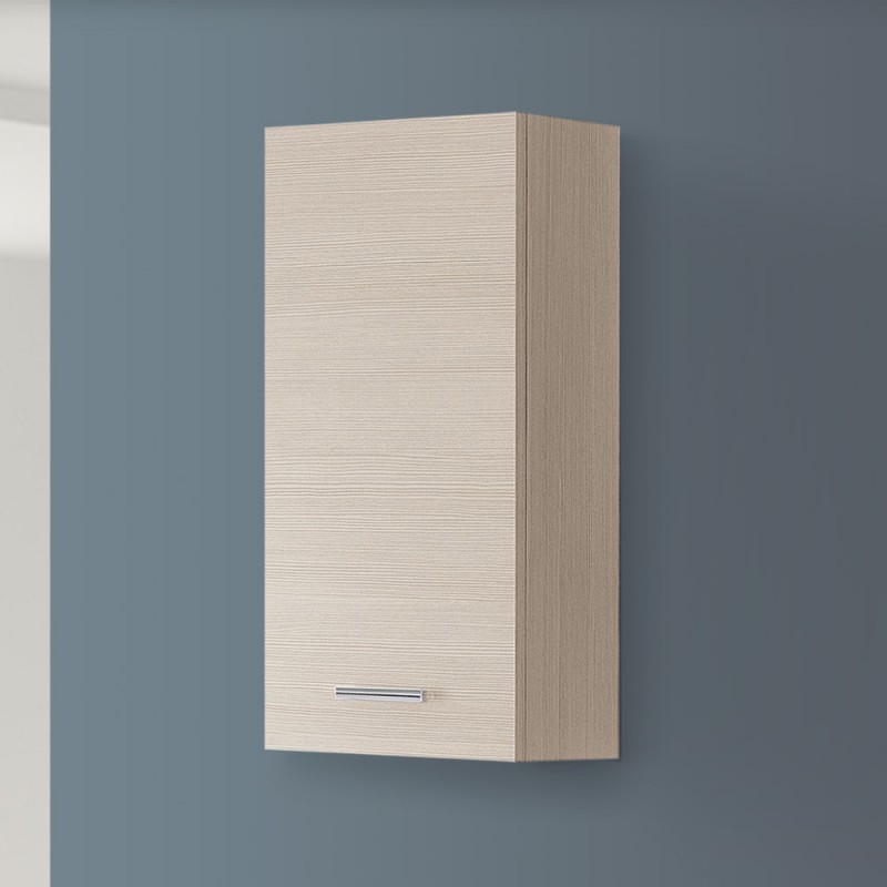 Pensile bagno sospeso H 69,5 cm in legno color larice con anta reversibile Pensile bagno sospeso H 69,5 cm in legno color larice con anta reversibile