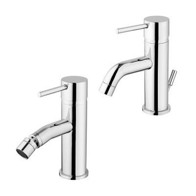 Rubinetti bagno in set per lavabo e bidet cromati Recta