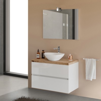 Optimus mobile bagno sospeso 100 cm bianco opaco con lavabo - Abitare