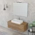 Mobile bagno sospeso 110 cm Master rovere miele con lavabo e specchio