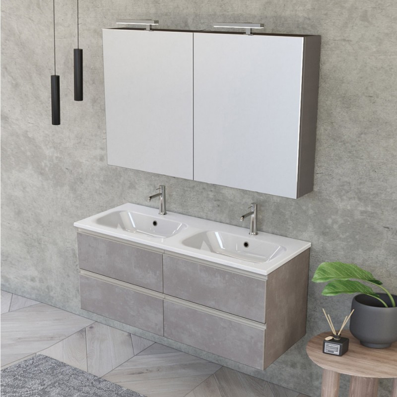 Mobile bagno sospeso 100 Town bianco top rovere naturale per