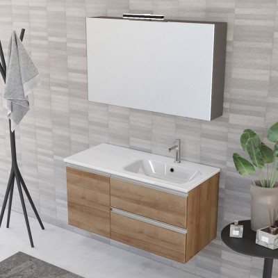 Mobile bagno sospeso 60 cm grigio perla lavabo 120 sinistro e specchio  Iside