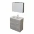 Mobile bagno a terra 80 cm Master grigio con lavabo e specchio contenitore
