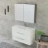 Mobile bagno sospeso 100 cm Smart bianco legno con specchio contenitore