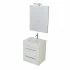 Mobile bagno sospeso 55 cm Smart bianco legno con lavabo e specchio
