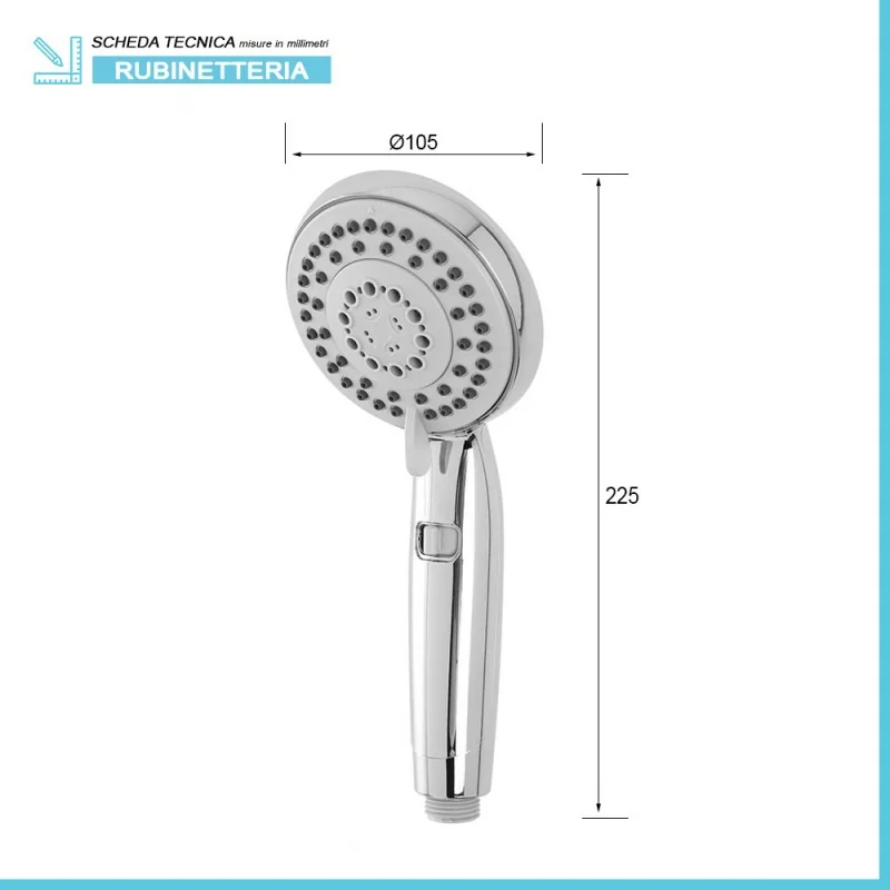 Asta Doccia AM.PM Hit F07TA000 Con Soffione A Pioggia 220mm E Doccetta 110mm, Regolabile In Altezza, Cromata, Tecnologia Air-in E Rub&Clean