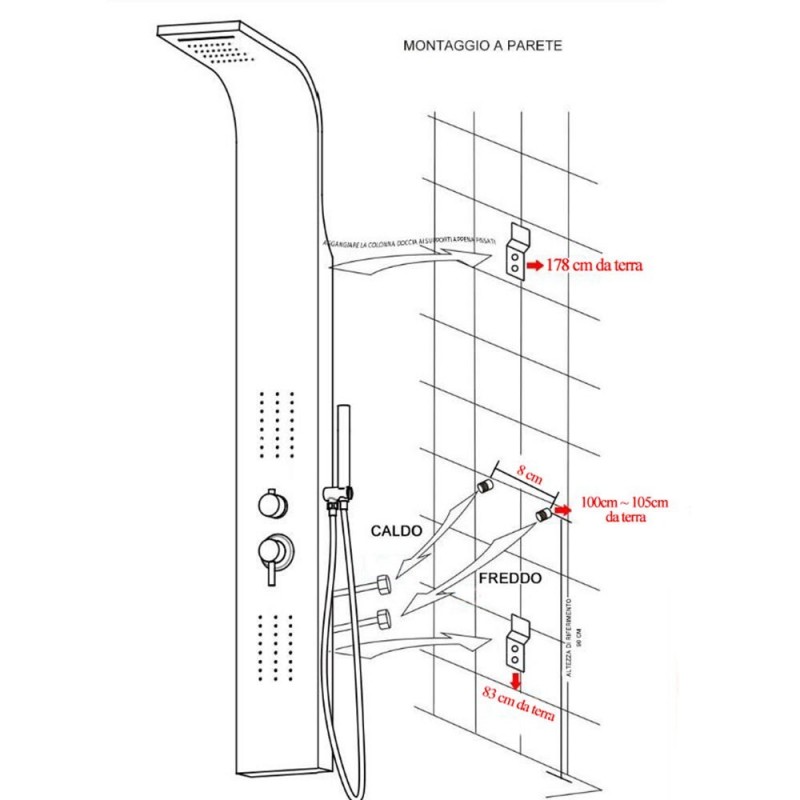 Colonna Doccia Telescopica 130 H Cm In Acciaio Inox Cromato - Piedra - Foto 5