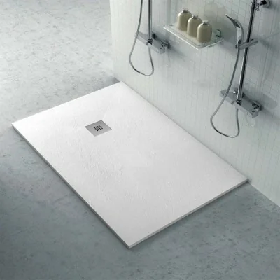 Piatto doccia filo pavimento Karen 70x110 in resina bianco pietra